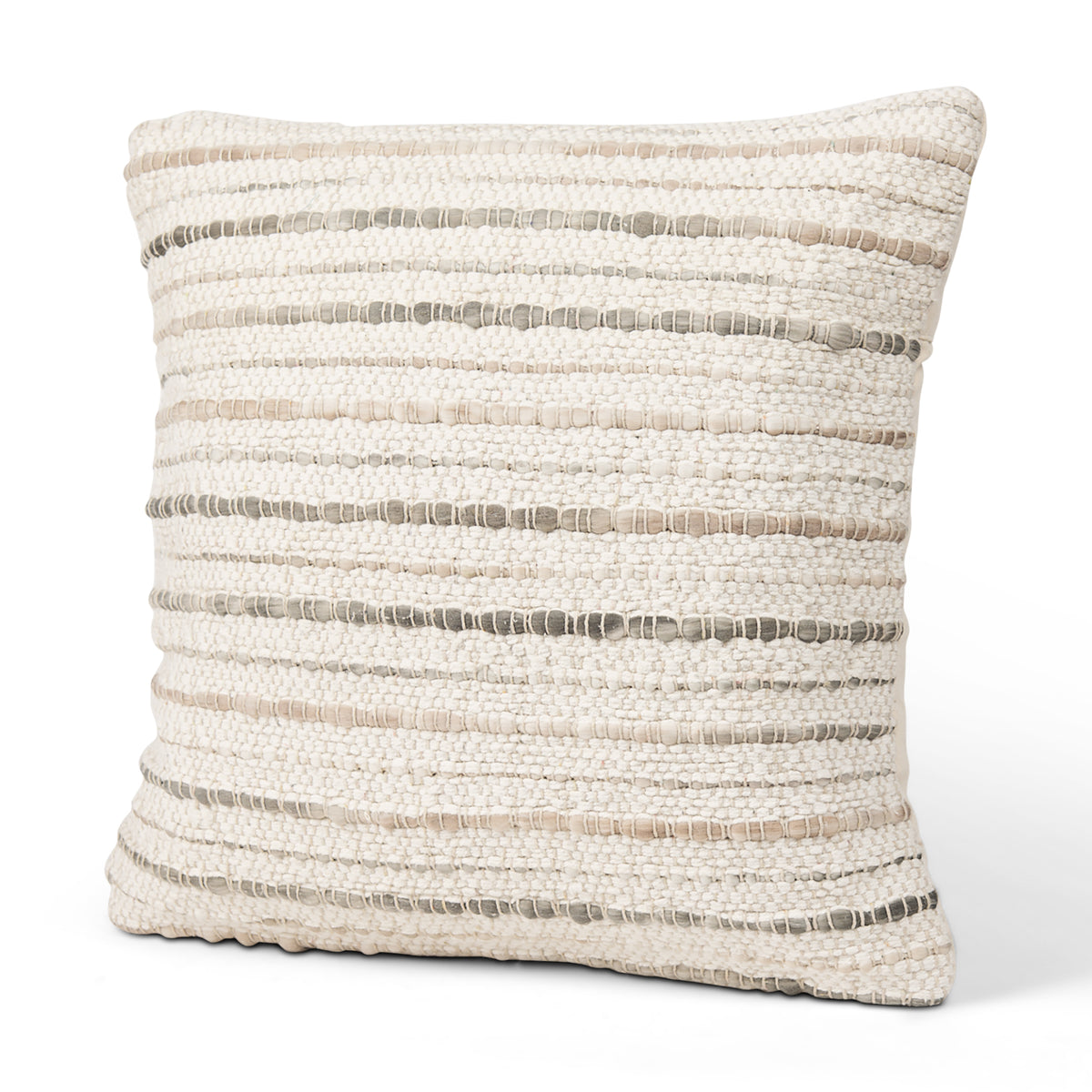 Kodi 20x20 Cream with Stripes Square Pillow Cover-Decorative Pillows-DECOROLALA