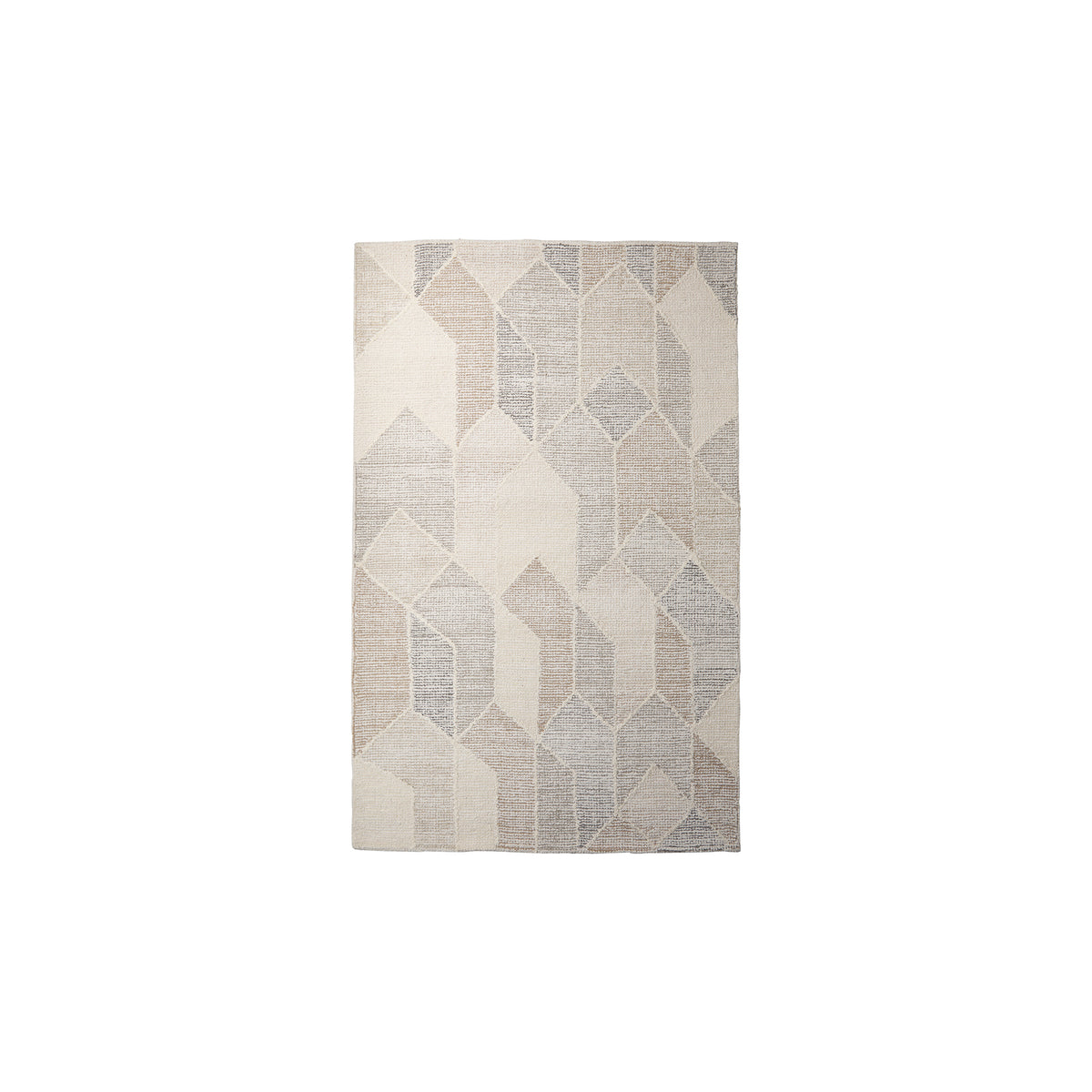 Kolt 5x8 Neutral Geometric Patterned Wool Area Rug-Area Rugs-DECOROLALA