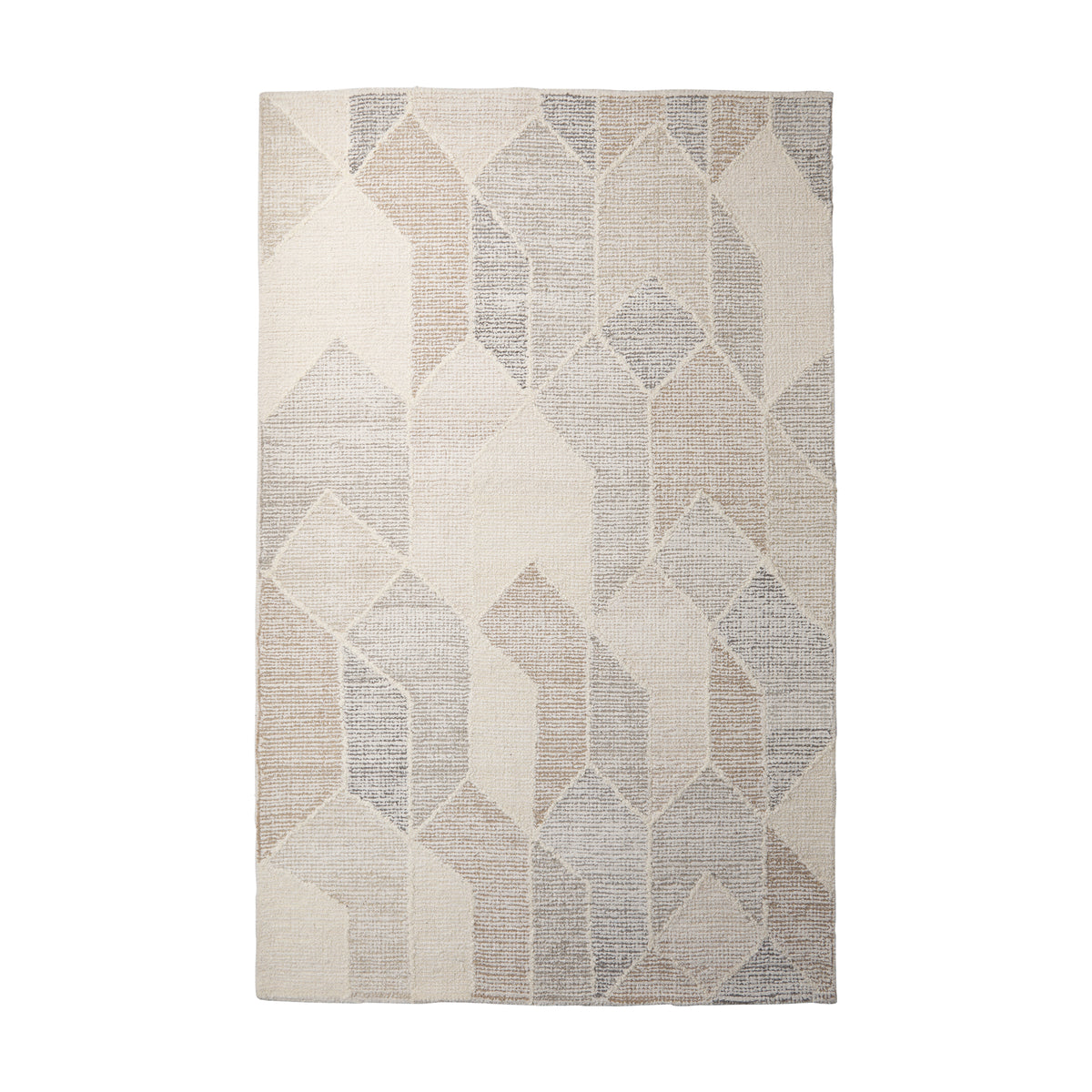 Kolt 9x12 Neutral Geometric Patterned Wool Area Rug-Area Rugs-DECOROLALA