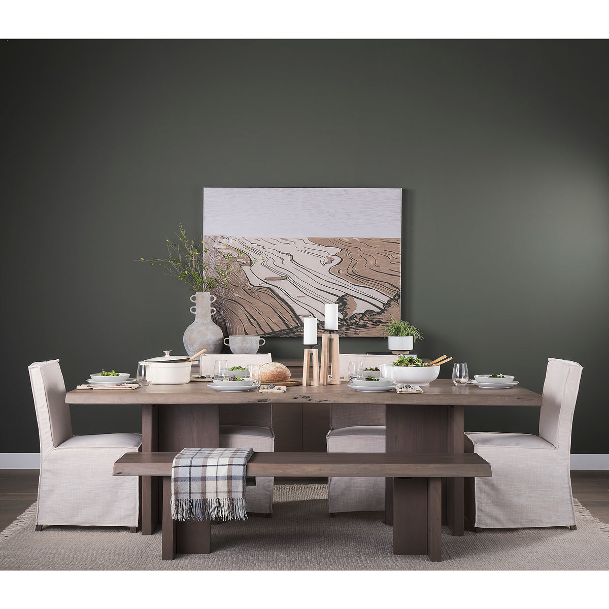 Konstantin 94"L x 40"W Rectangular Dining Table | Modern | Med Brown Wood | Seats 8-Dining Tables-DECOROLALA