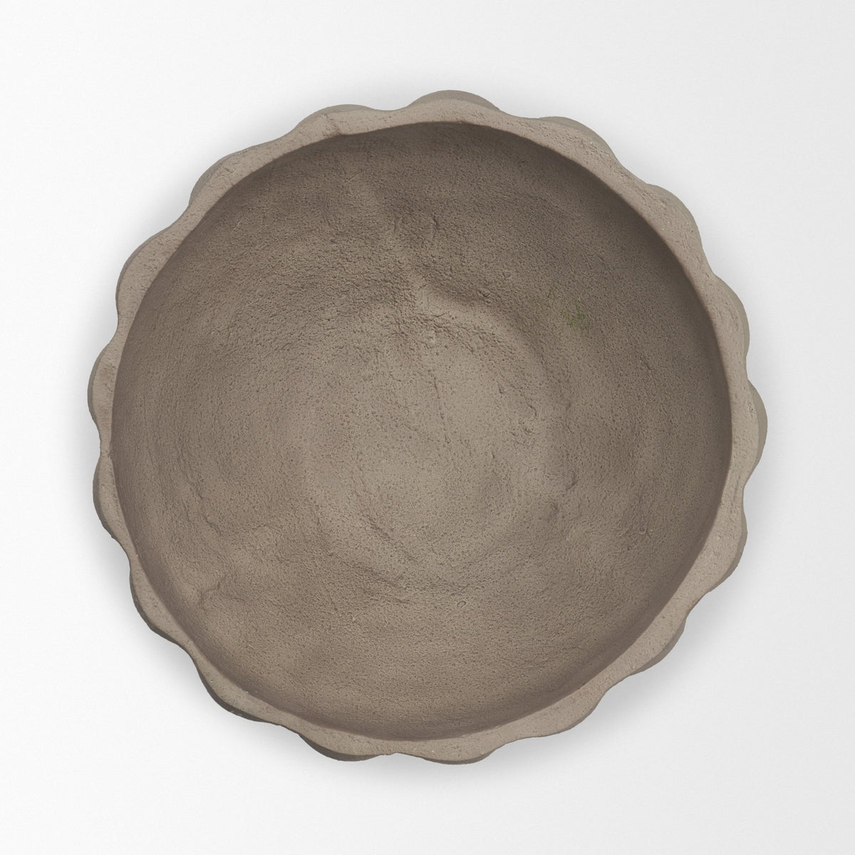 Konya Large Earthen Gray-Brown Dotted Paper Mache Centerpiece Bowl-Bowls-DECOROLALA