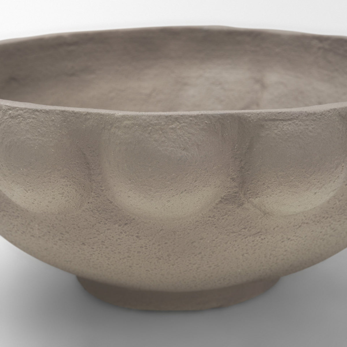 Konya Large Earthen Gray-Brown Dotted Paper Mache Centerpiece Bowl-Bowls-DECOROLALA