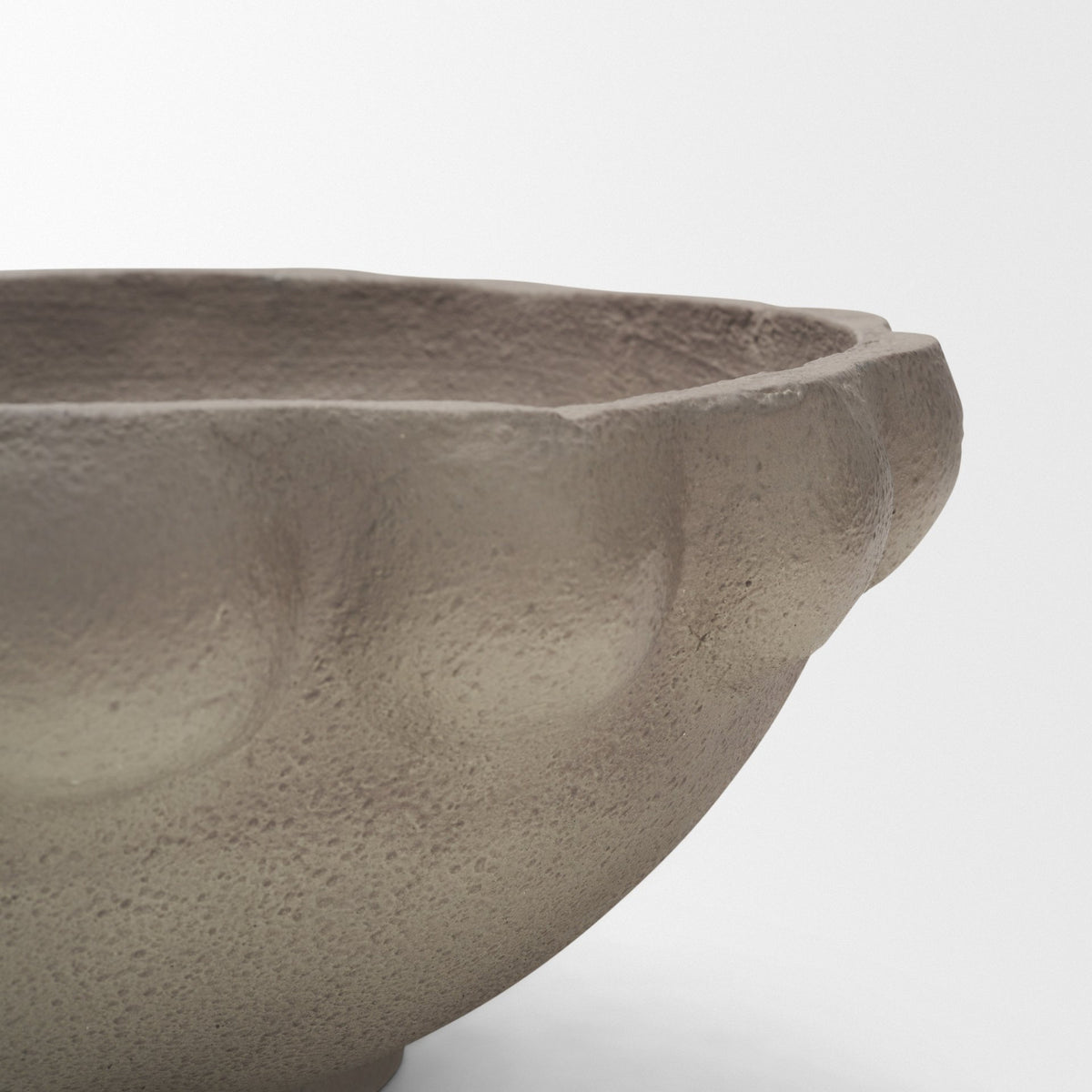 Konya Large Earthen Gray-Brown Dotted Paper Mache Centerpiece Bowl-Bowls-DECOROLALA