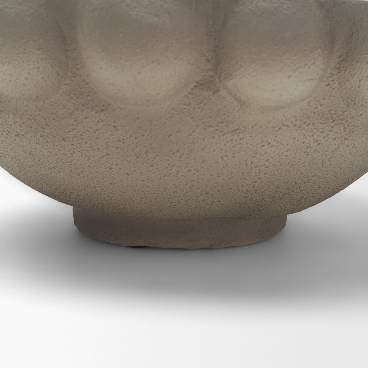 Konya Large Earthen Gray-Brown Dotted Paper Mache Centerpiece Bowl-Bowls-DECOROLALA