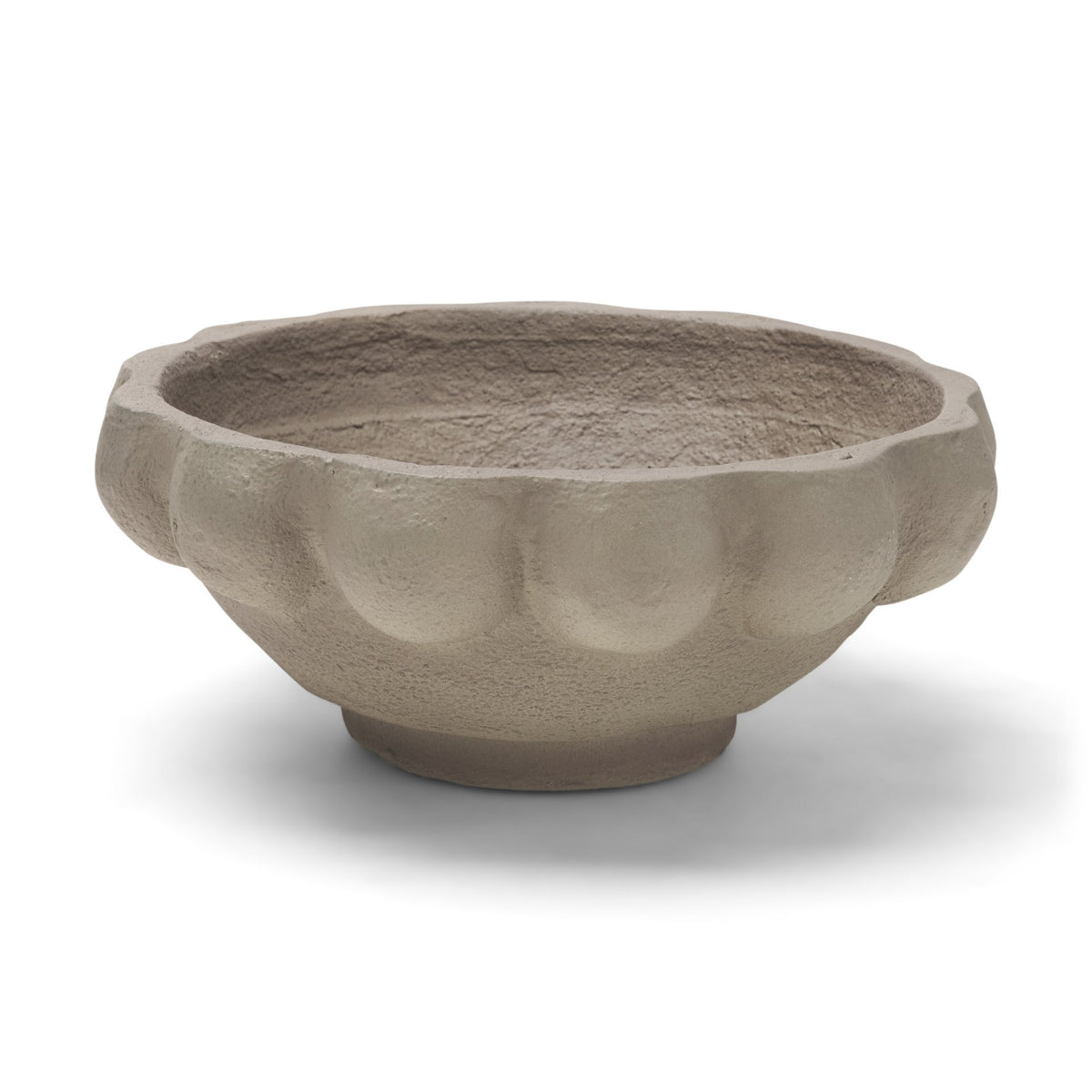 Konya Small Earthen Gray-Brown Dotted Paper Mache Centerpiece Bowl-Bowls-DECOROLALA
