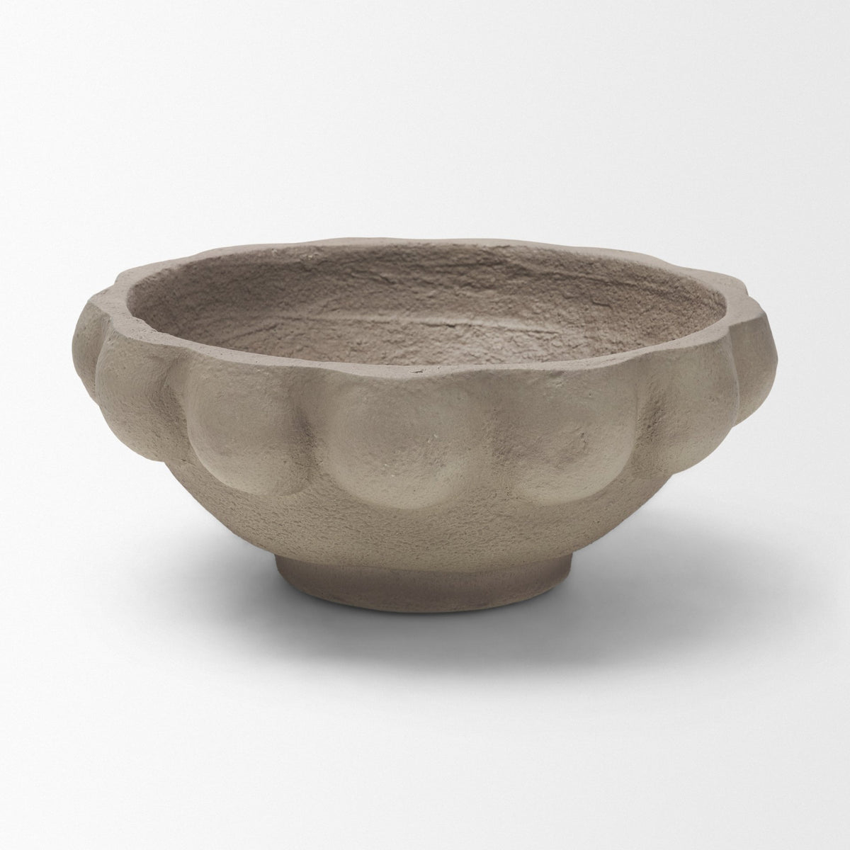 Konya Small Earthen Gray-Brown Dotted Paper Mache Centerpiece Bowl-Bowls-DECOROLALA