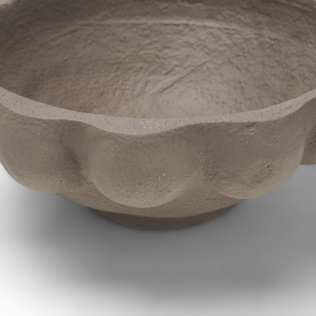 Konya Small Earthen Gray-Brown Dotted Paper Mache Centerpiece Bowl-Bowls-DECOROLALA