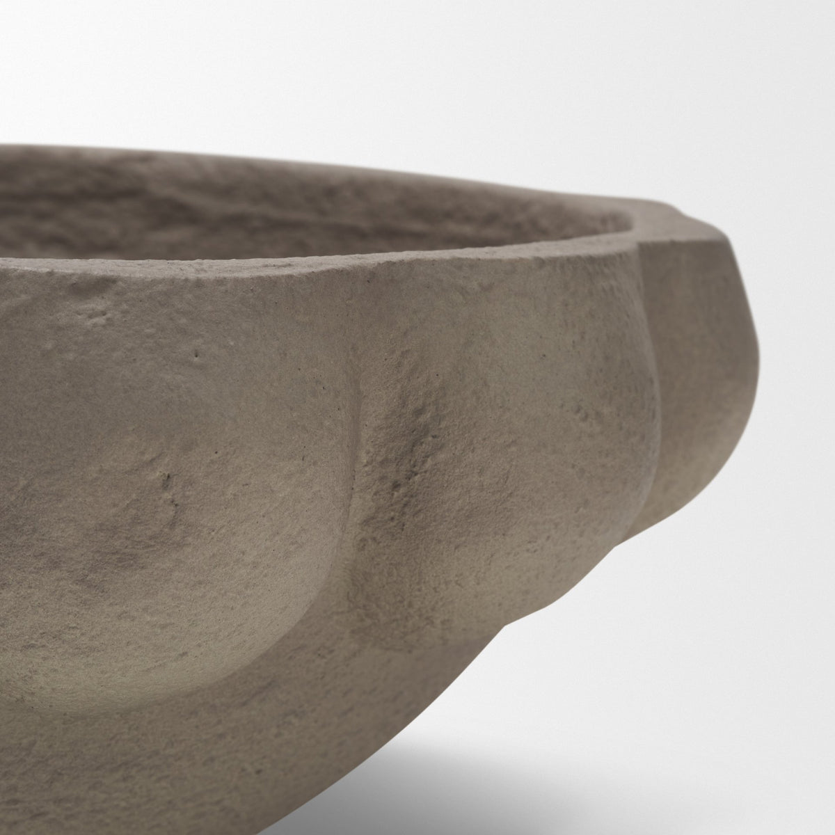 Konya Small Earthen Gray-Brown Dotted Paper Mache Centerpiece Bowl-Bowls-DECOROLALA