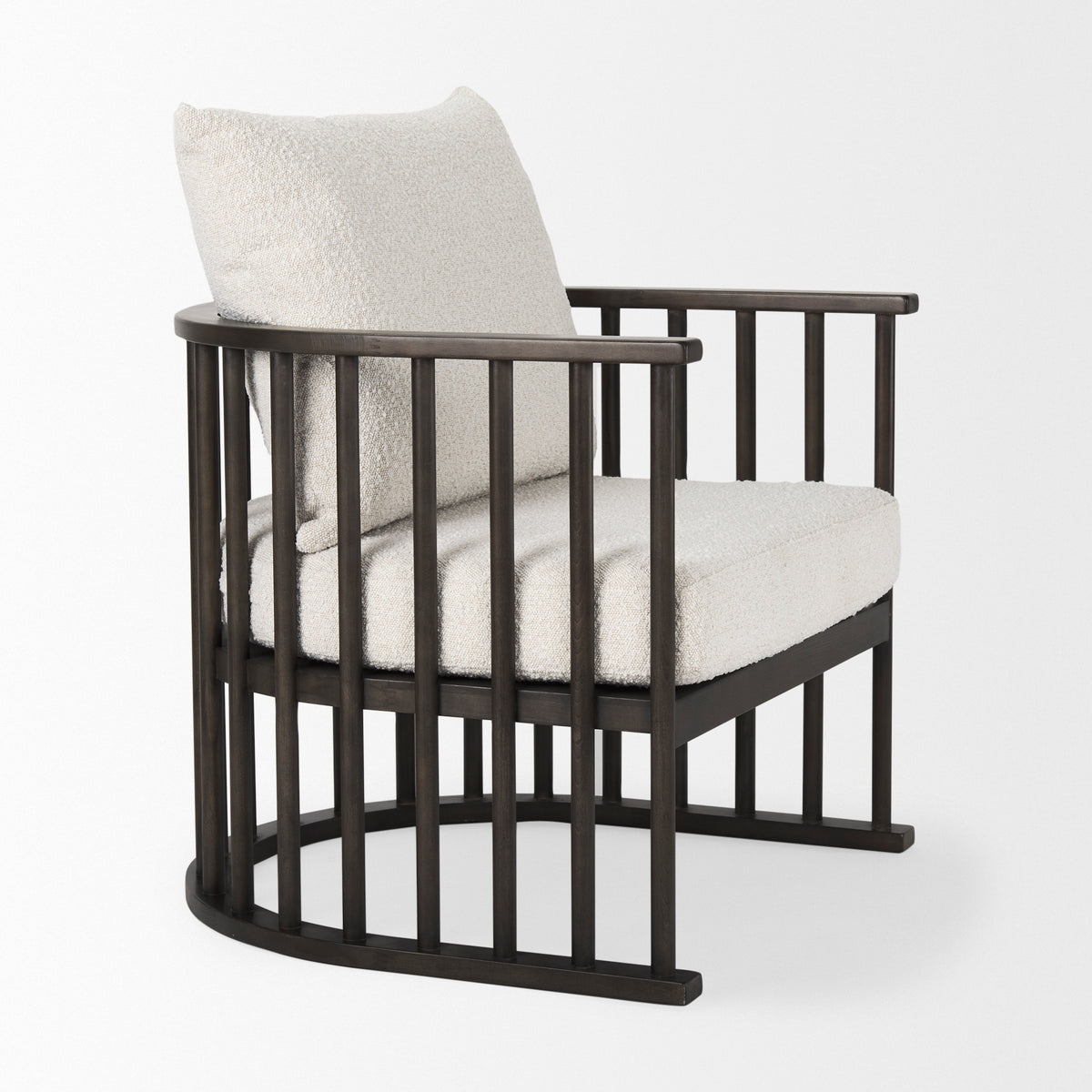 Kopari Fabric W/Light Brown Wood Accent Chair-Accent Chairs-DECOROLALA