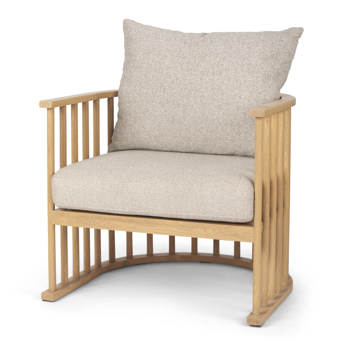 Kopari Fabric W/Light Brown Wood Accent Chair-Accent Chairs-DECOROLALA