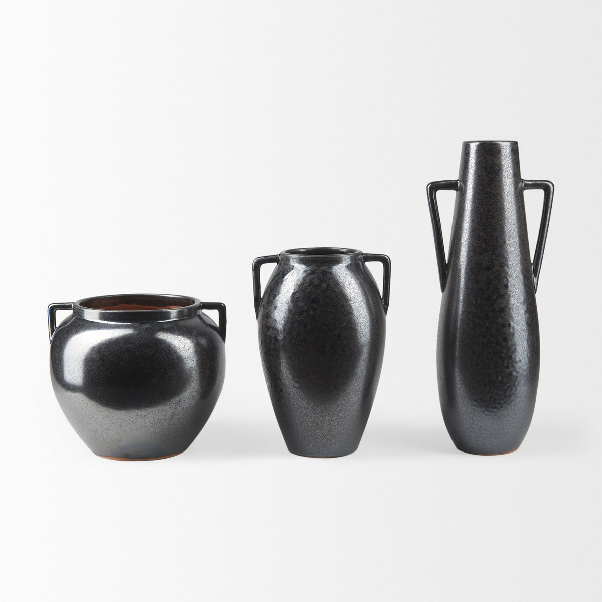 Kora Short Dark Metallic Double Ear Vase-Vase-DECOROLALA