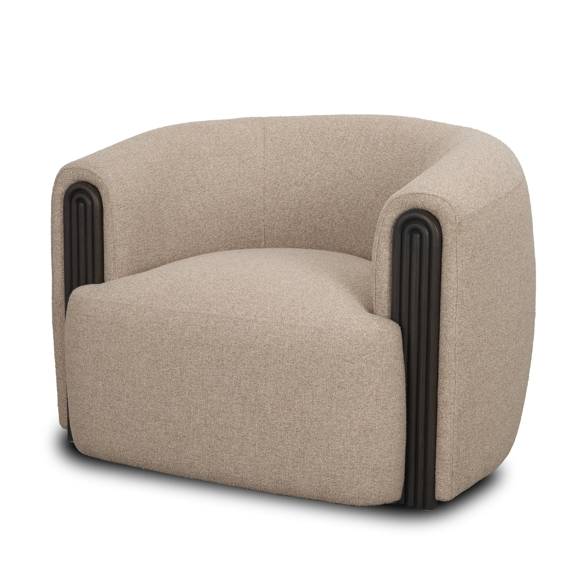 Kornelia Barrel Accent Chair - Oatmeal Fabric-Accent Chairs-DECOROLALA