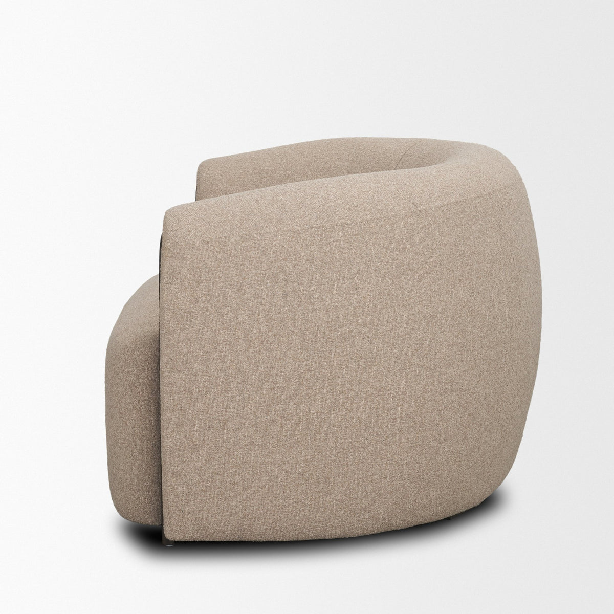 Kornelia Soft Oatmeal Fabric Barrel Accent Chair-Accent Chairs-DECOROLALA