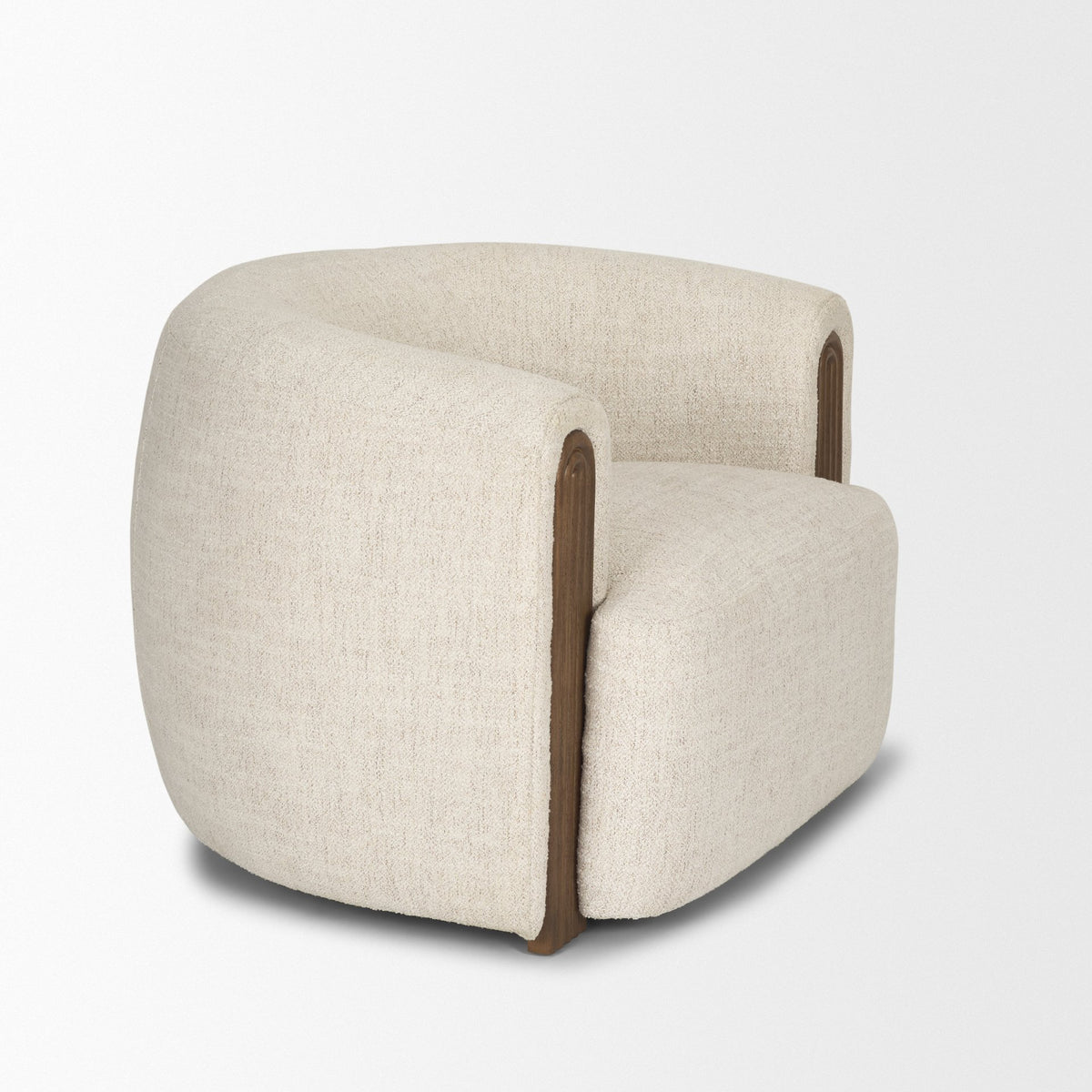 Kornelia Soft Oatmeal Fabric Barrel Accent Chair-Accent Chairs-DECOROLALA