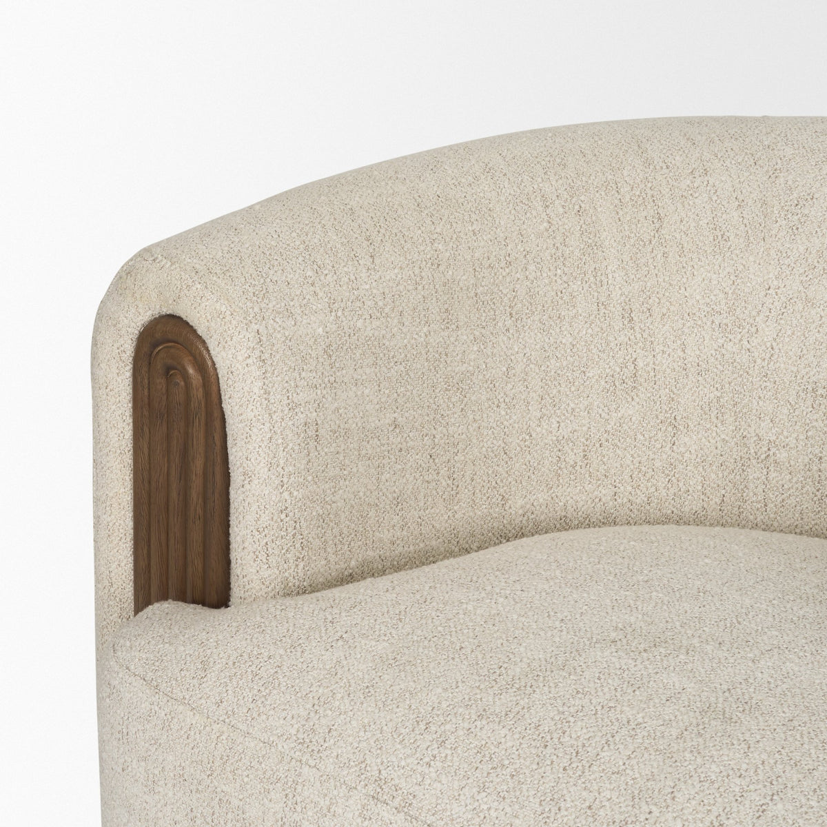 Kornelia Soft Oatmeal Fabric Barrel Accent Chair-Accent Chairs-DECOROLALA