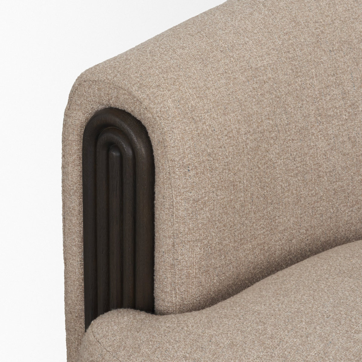 Kornelia Soft Oatmeal Fabric Barrel Accent Chair-Accent Chairs-DECOROLALA