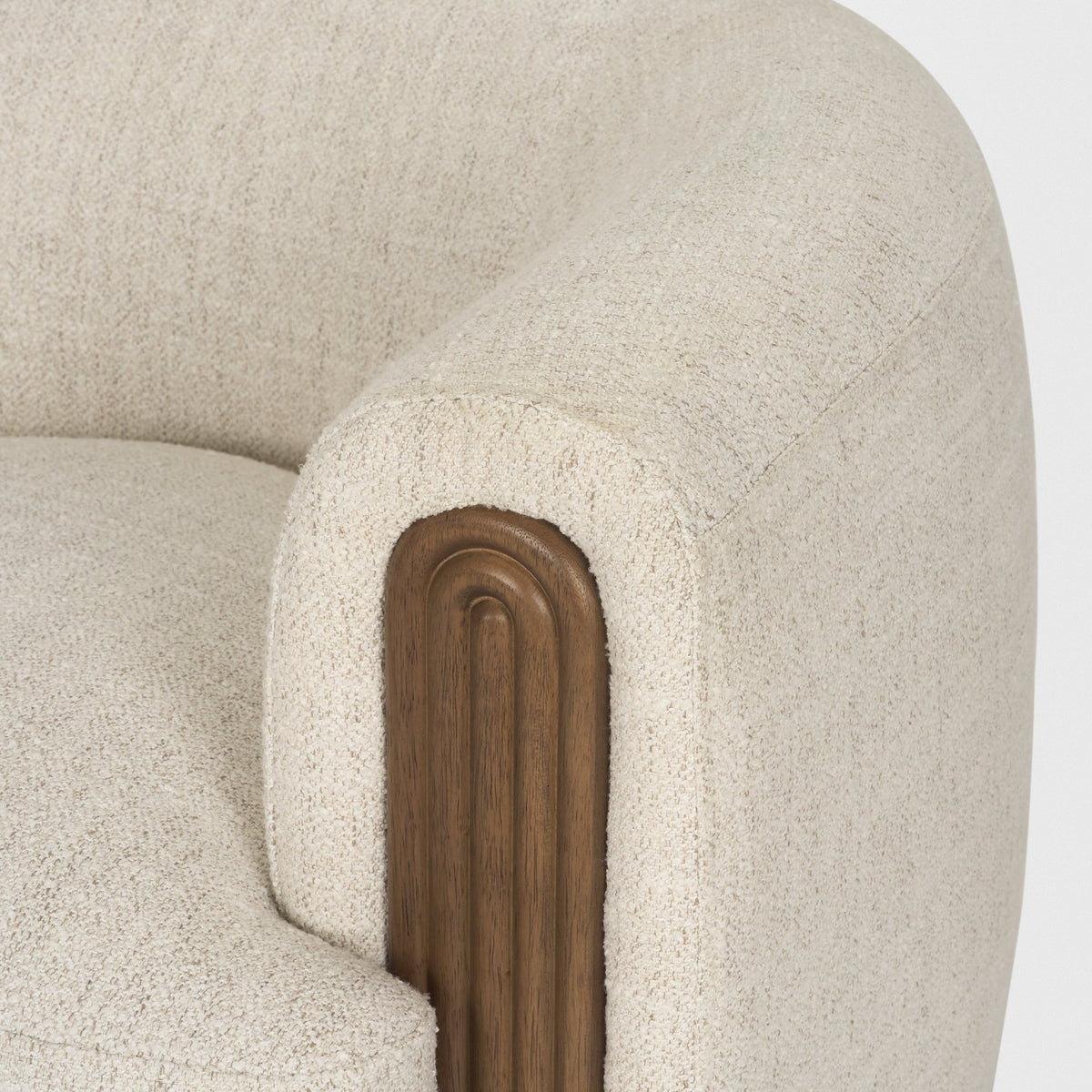 Kornelia Soft Oatmeal Fabric Barrel Accent Chair-Accent Chairs-DECOROLALA