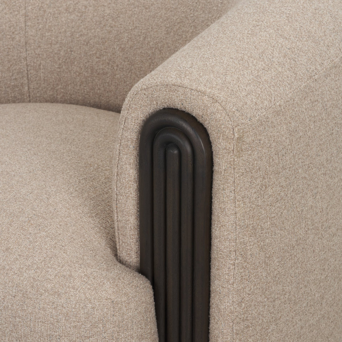 Kornelia Soft Oatmeal Fabric Barrel Accent Chair-Accent Chairs-DECOROLALA
