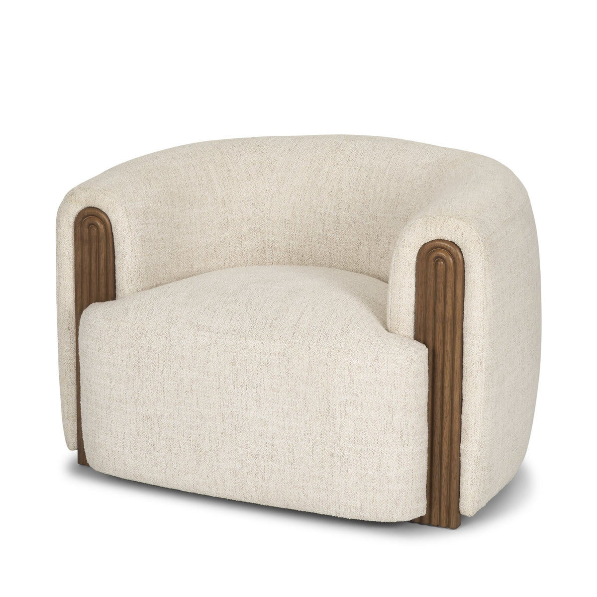 Kornelia Soft Oatmeal Fabric Barrel Accent Chair-Accent Chairs-DECOROLALA