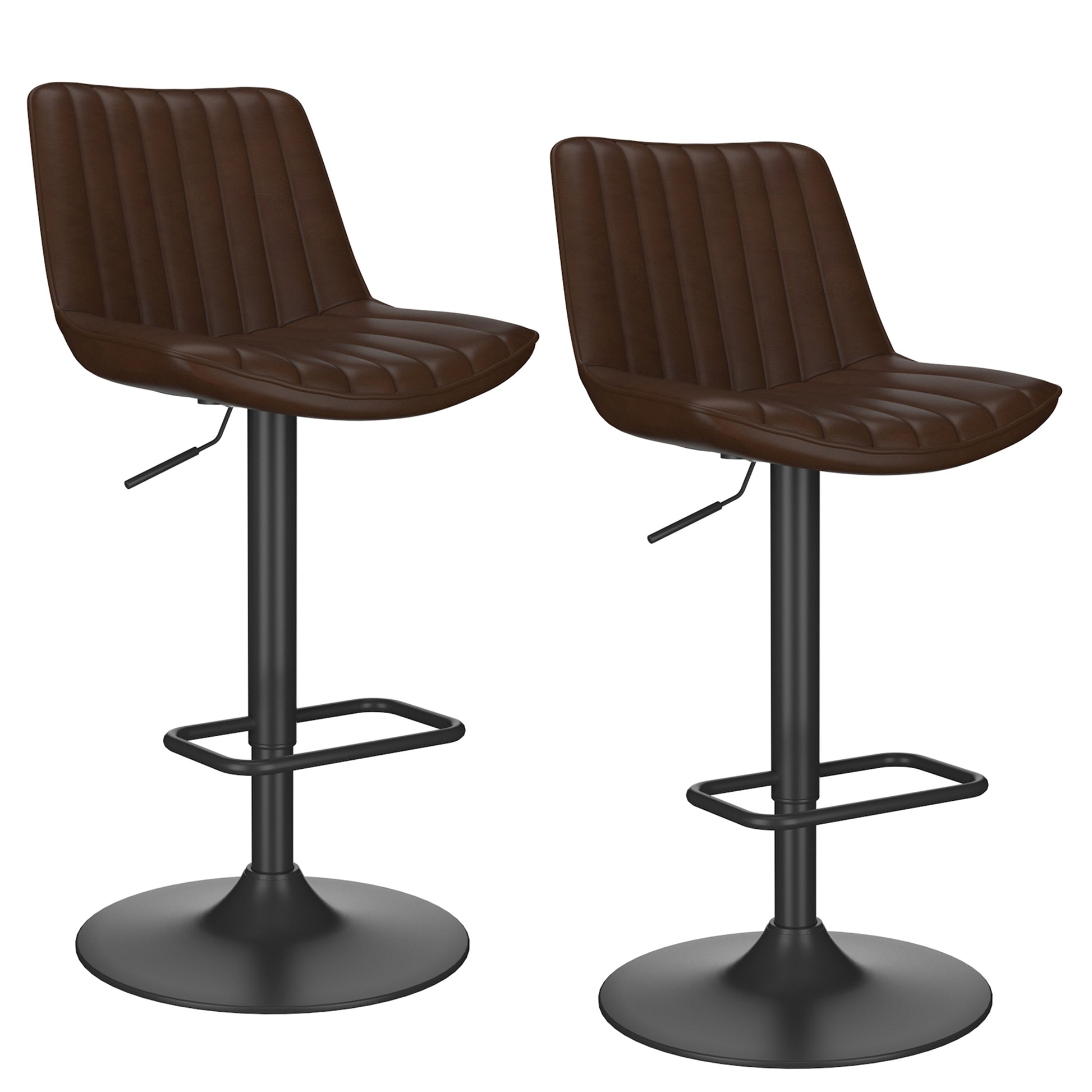 Kosi-Air Lift Adjustable Counter Stool - Brown Vintage Faux Leather-DECOROLALA
