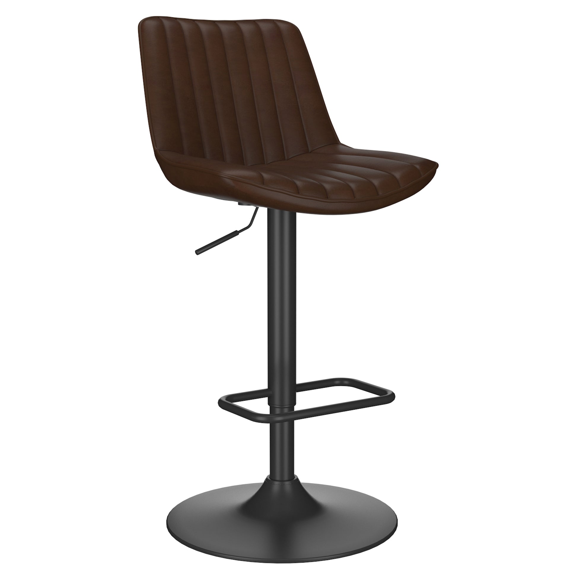 Kosi-Air Lift Adjustable Counter Stool - Brown Vintage Faux Leather-DECOROLALA