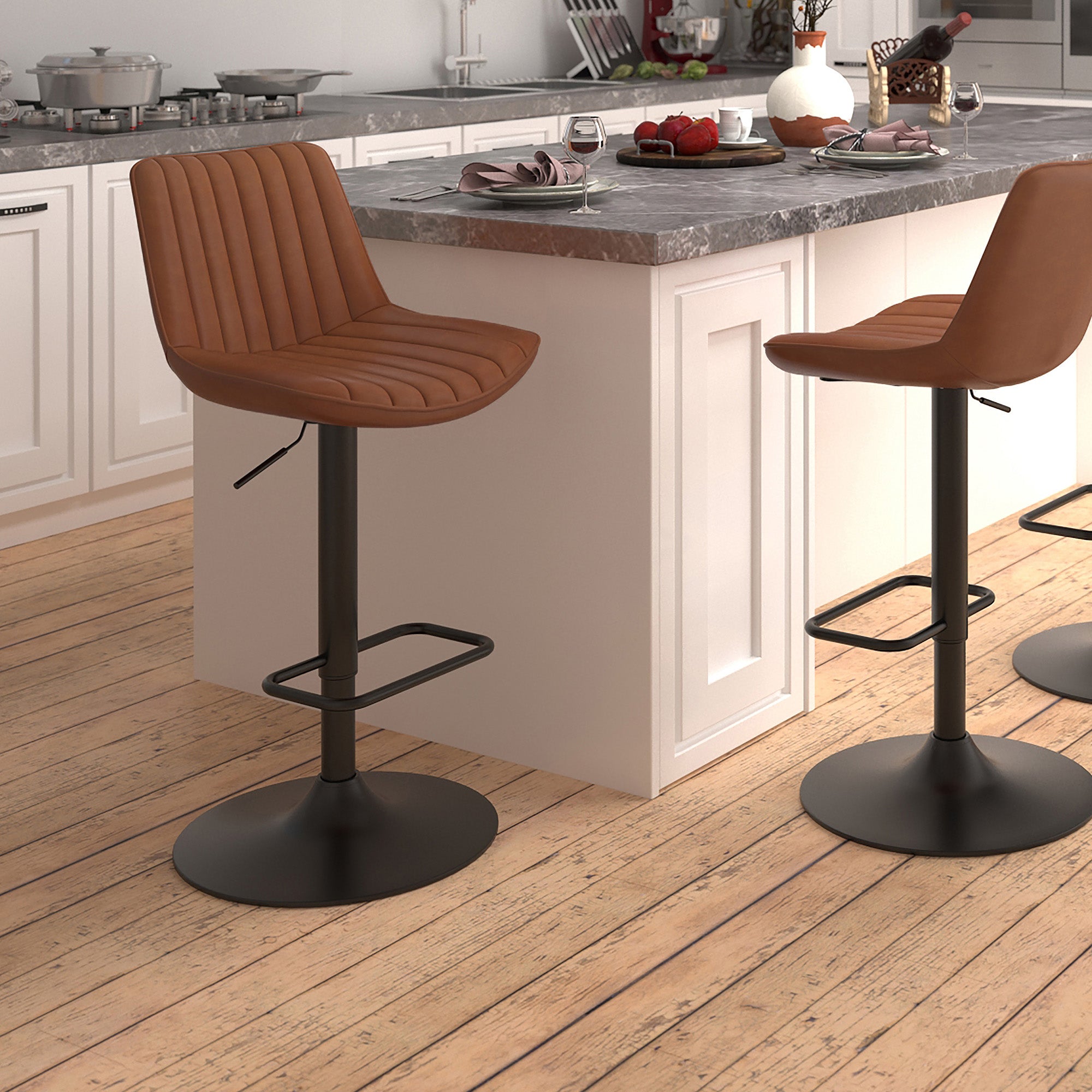 Kosi-Air Saddle Lift Stool - Vintage Faux Leather Adjustable-DECOROLALA