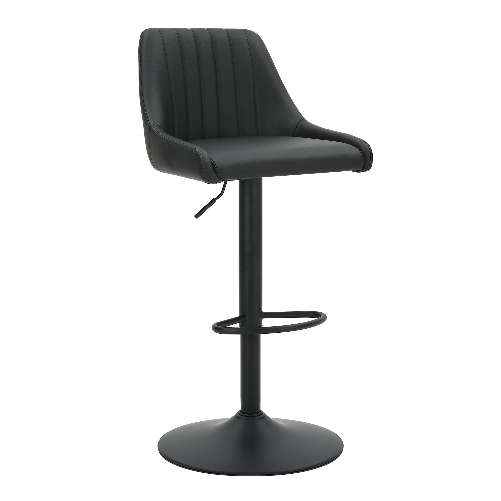 Kron-Air Lift Stool - Black PU Leather Adjustable Height-DECOROLALA