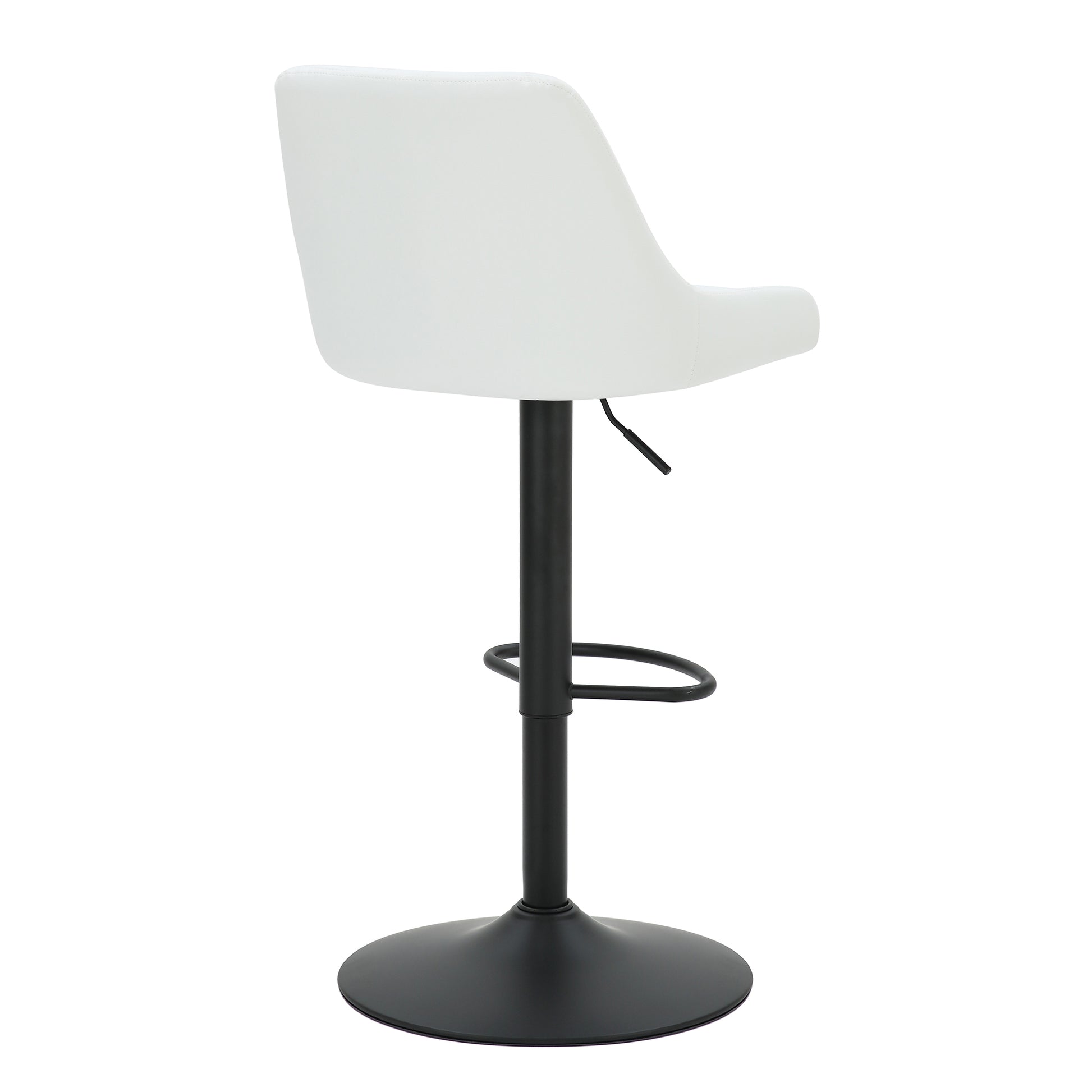 Kron-Air Lift Stool - White PU Leather Winged Back Stool-DECOROLALA
