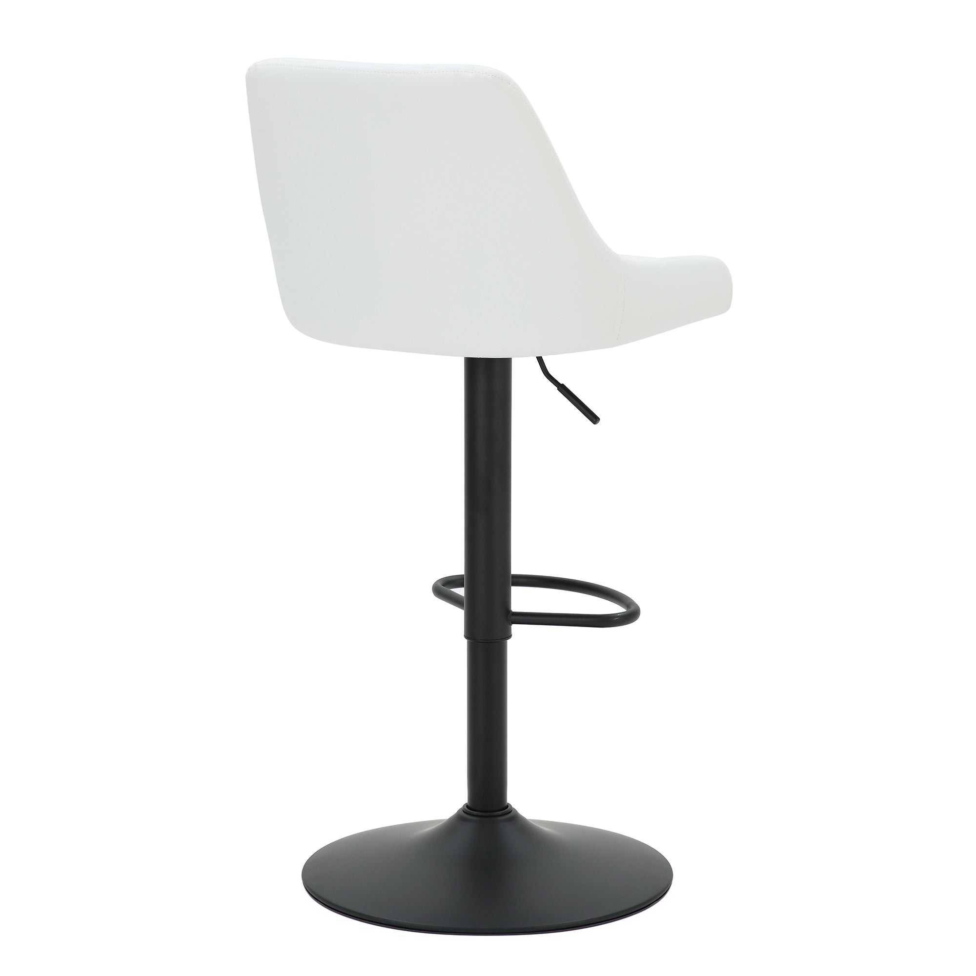 Kron-Air Lift Stool - White PU Leather Winged Back Stool-DECOROLALA