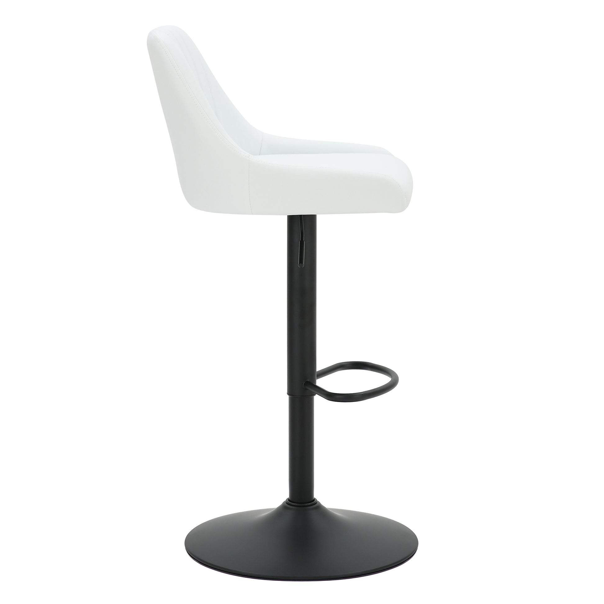 Kron-Air Lift Stool - White PU Leather Winged Back Stool-DECOROLALA