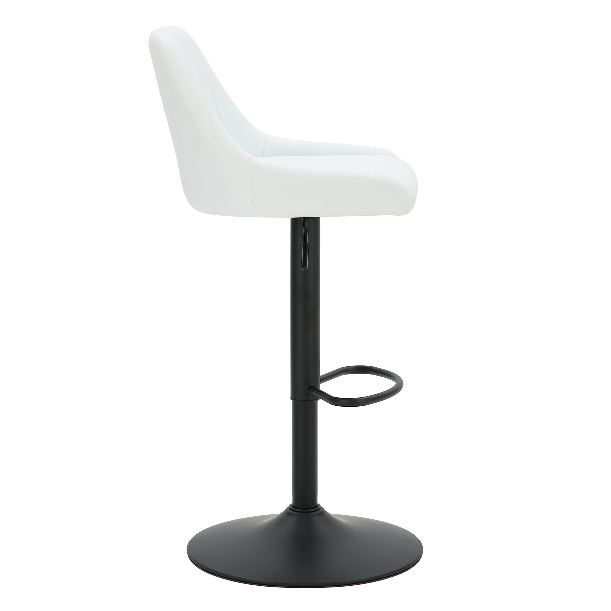 Kron-Air Lift Stool - White PU Leather Winged Back Stool-DECOROLALA