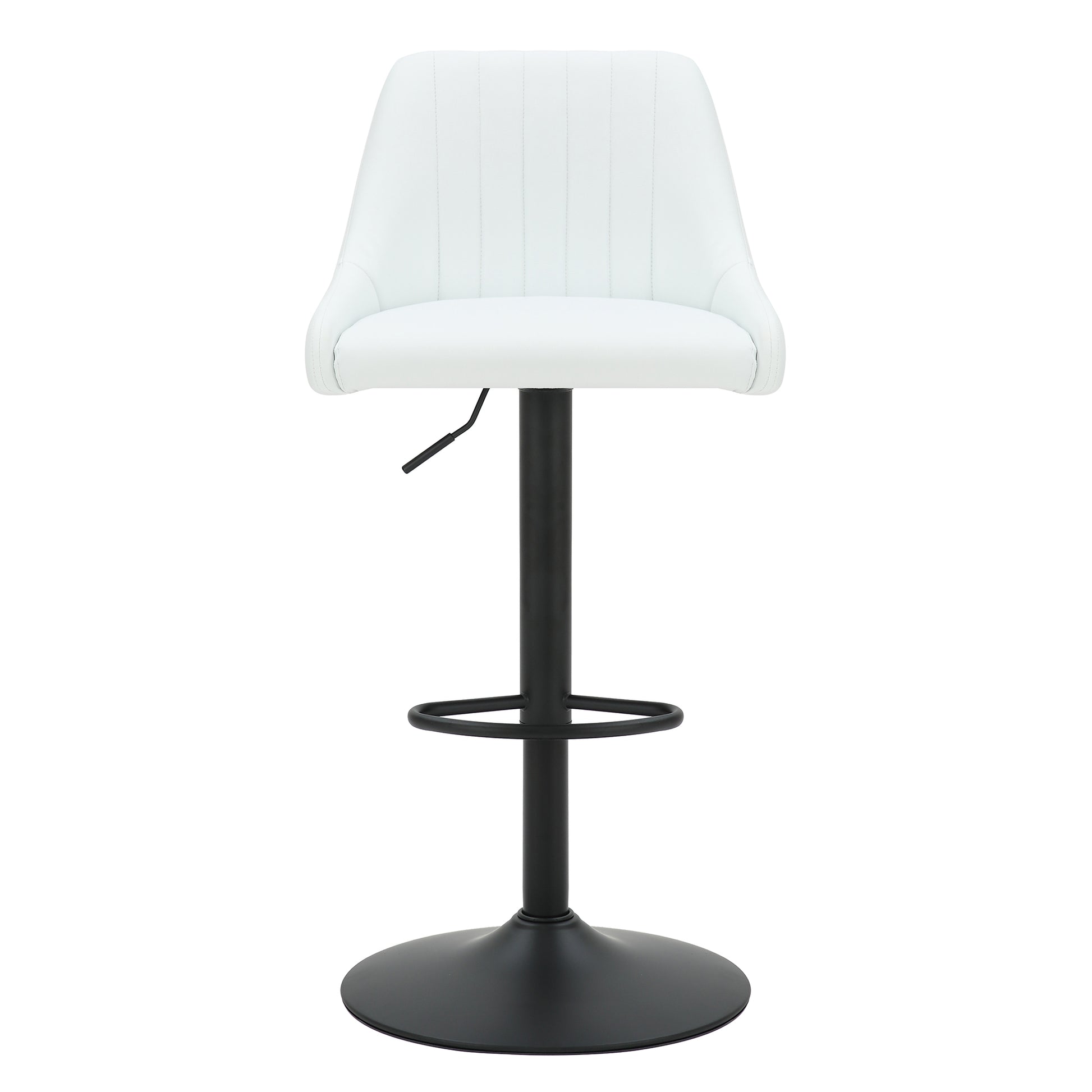 Kron-Air Lift Stool - White PU Leather Winged Back Stool-DECOROLALA