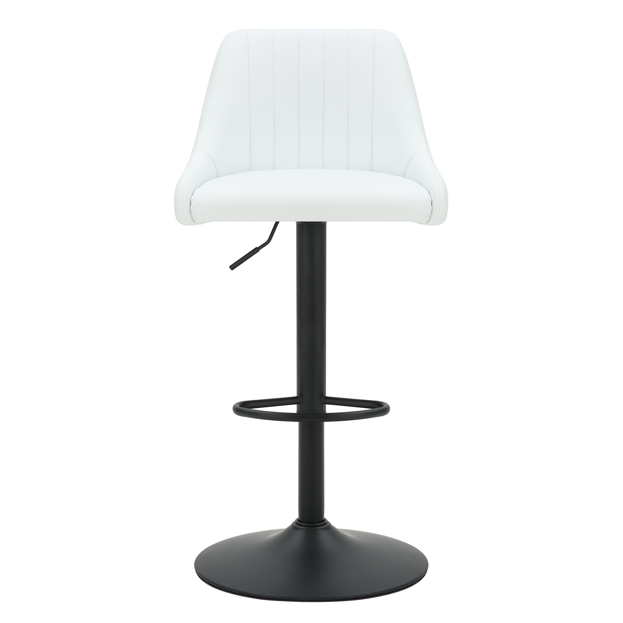 Kron-Air Lift Stool - White PU Leather Winged Back Stool-DECOROLALA