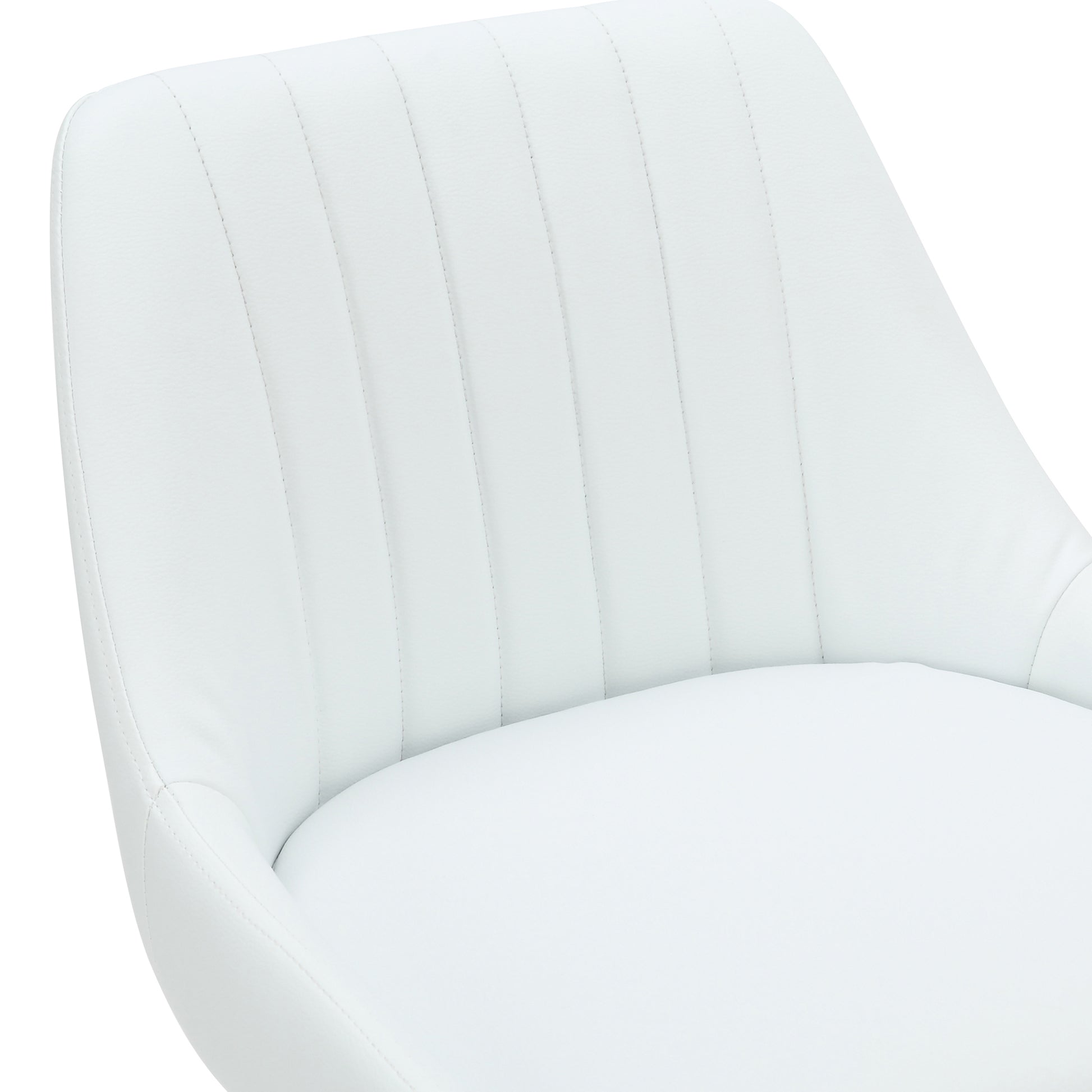 Kron-Air Lift Stool - White PU Leather Winged Back Stool-DECOROLALA
