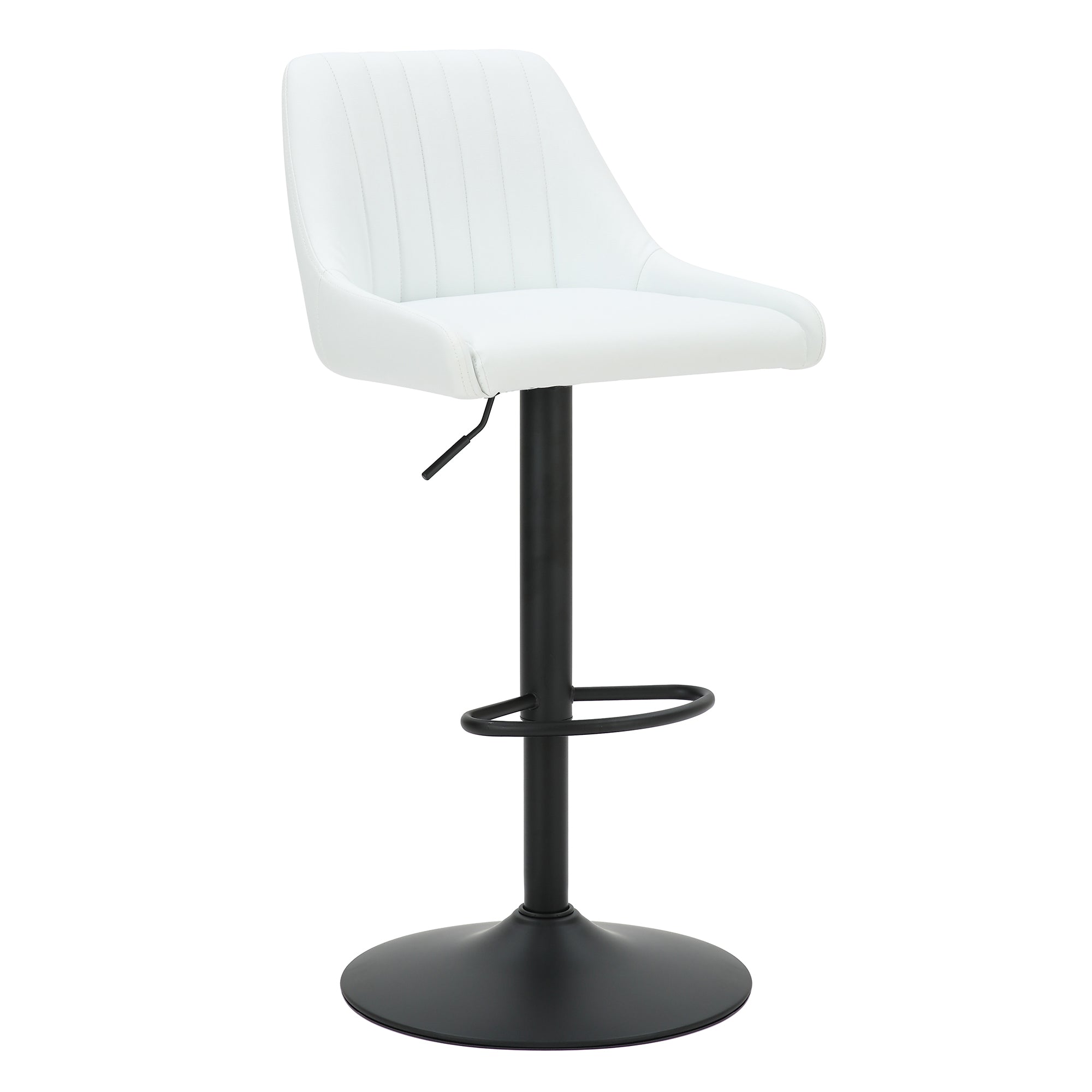 Kron-Air Lift Stool - White PU Leather Winged Back Stool-DECOROLALA