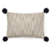 Krystal 13x21 Cream/Blue Pom Pom Pillow Cover-Decorative Pillows-DECOROLALA