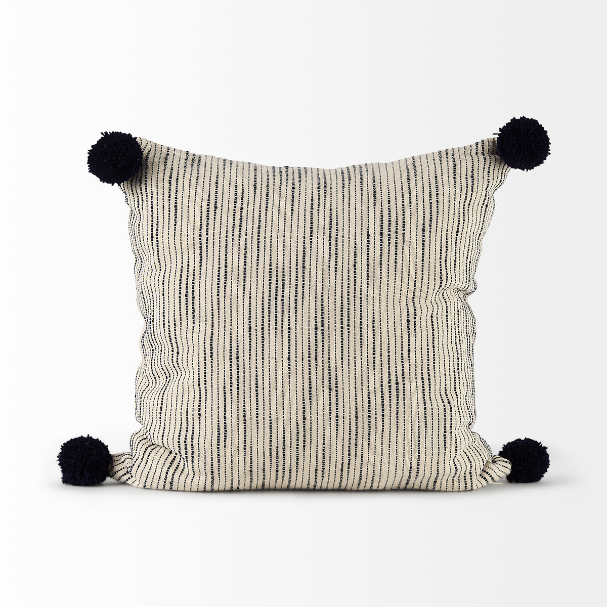 Krystal Cream/Black Pom Pom Pillow (min order qty 2)-Decorative Pillows-DECOROLALA