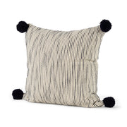 Krystal Pom Pom Pillow Cover - Cream/Blue (min order qty 2)-Decorative Pillows-DECOROLALA