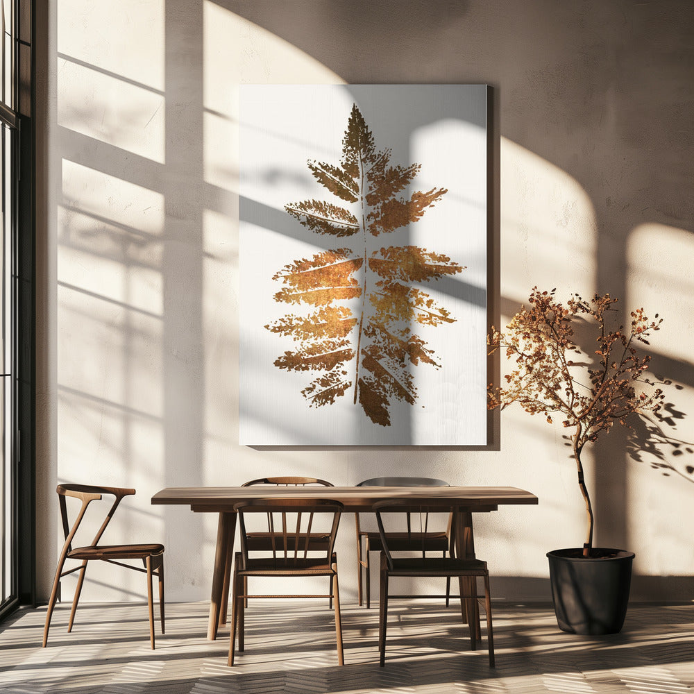 Kubistika Oak Leaf Print Canvas Art (Gold)-Canvas Print-DECOROLALA