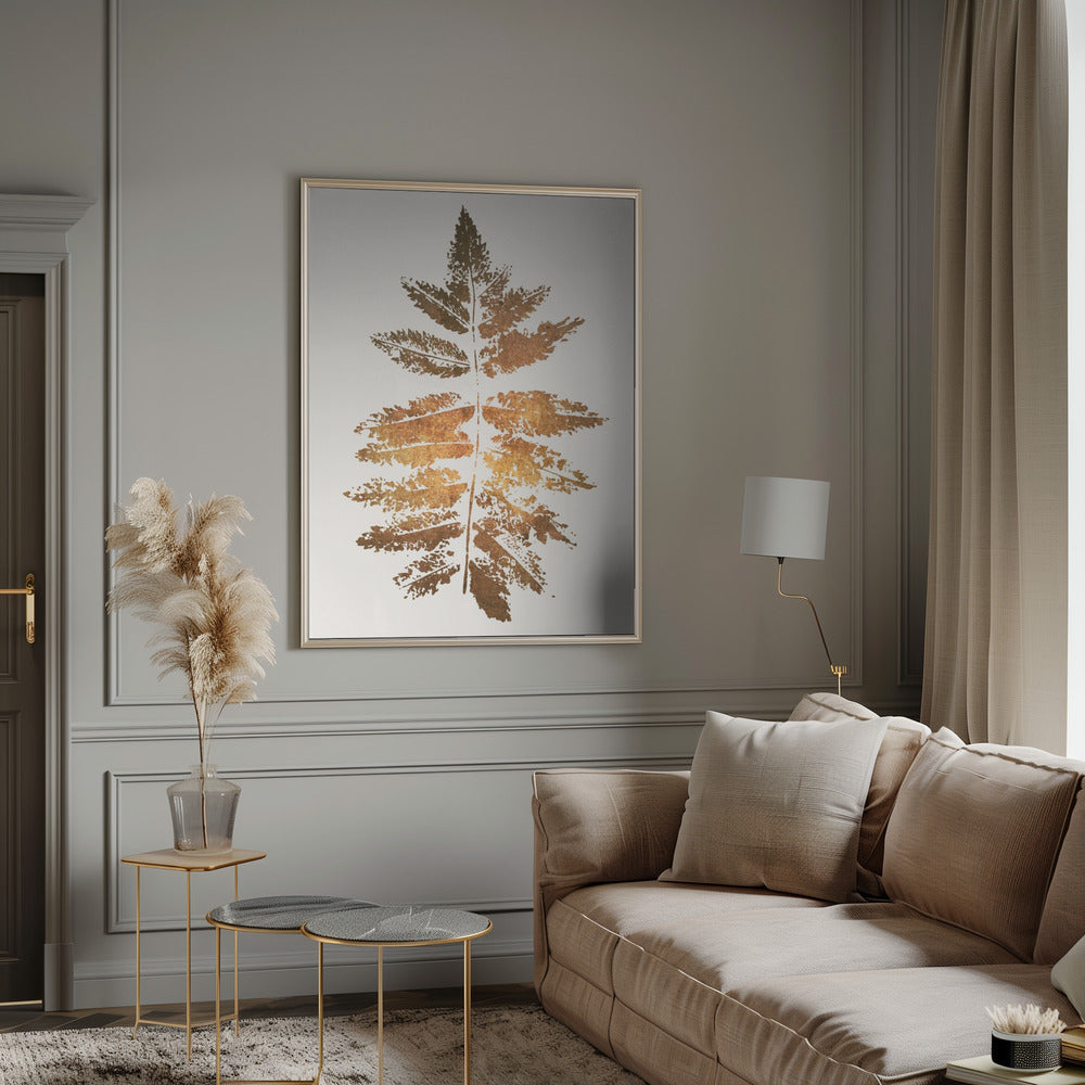 Kubistika Oak Leaf Print Canvas Art (Gold)-Canvas Print-DECOROLALA