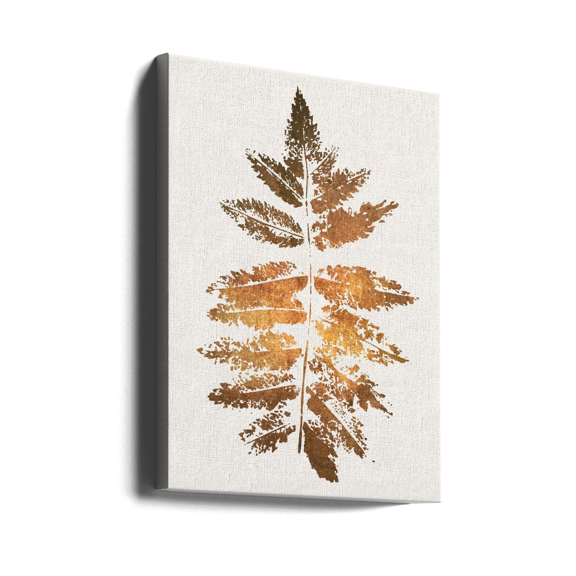 Kubistika Oak Leaf Print Canvas Art (Gold)-Canvas Print-DECOROLALA