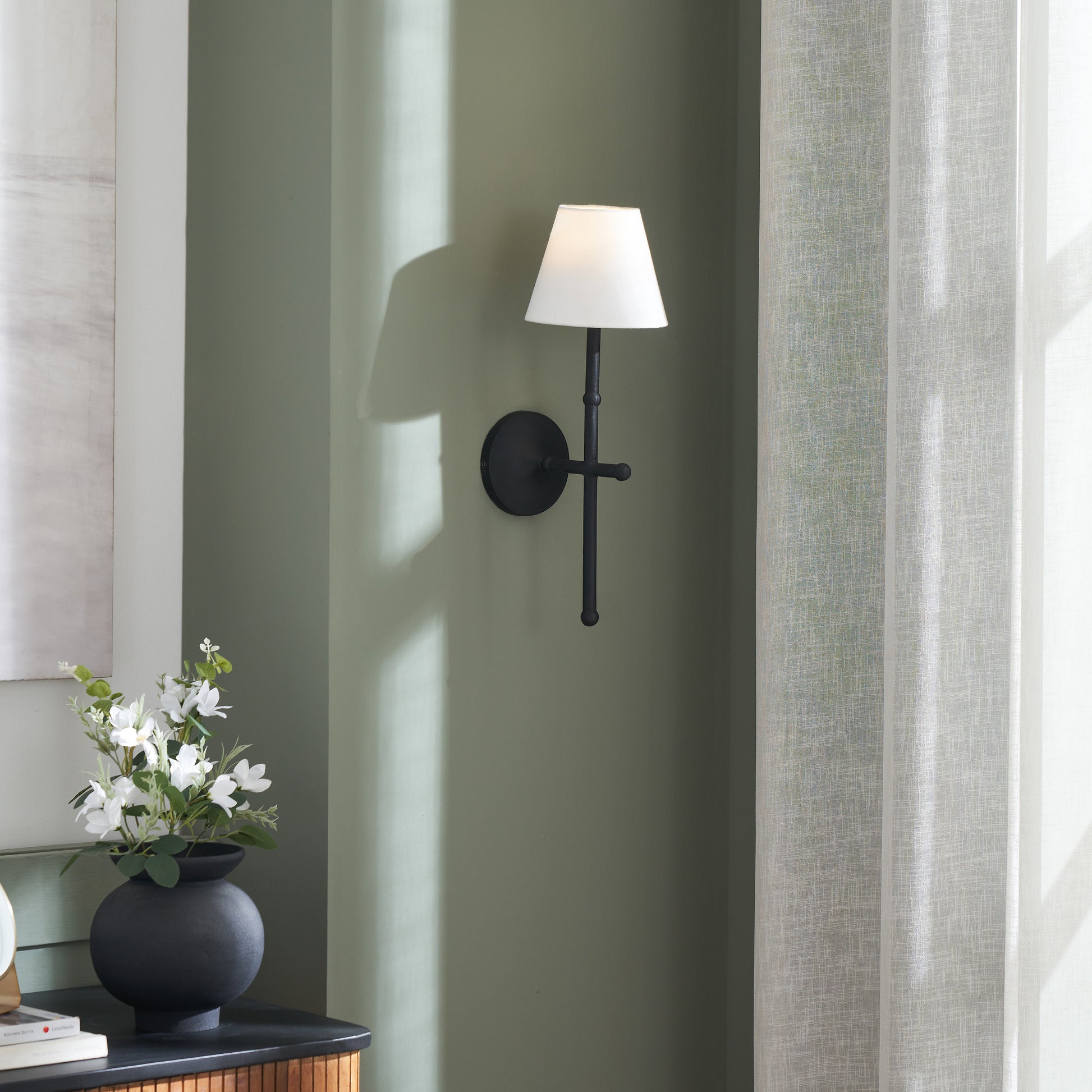 Kurosu 20.5" Wall Sconce, Black-Wall Sconce-DECOROLALA