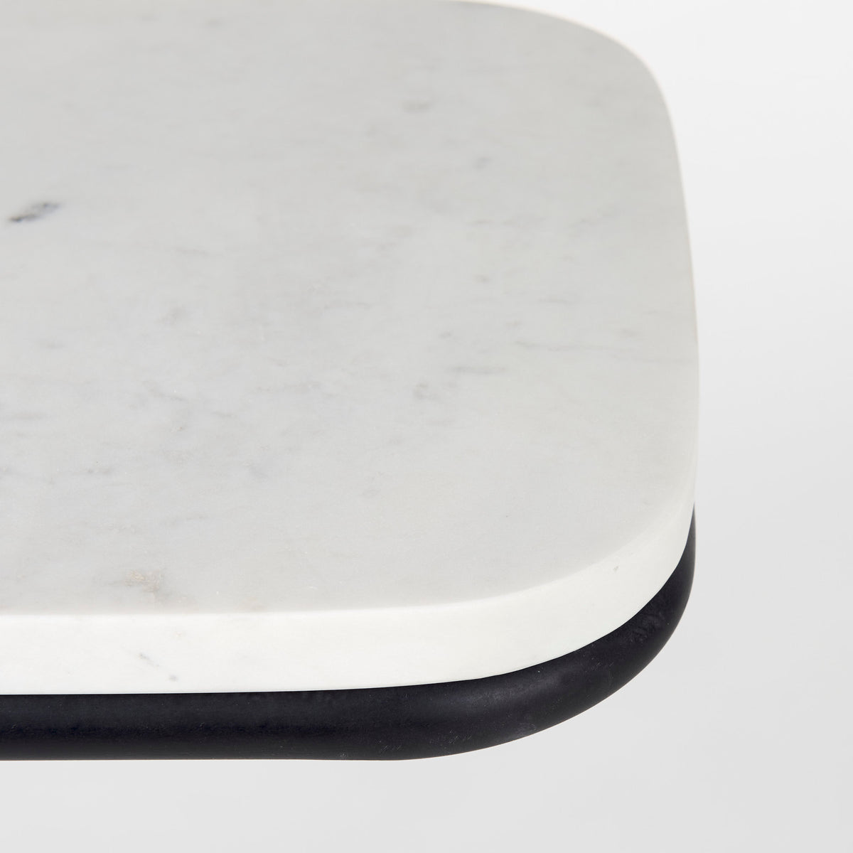 Kyra 12.0L x 20.0W x 23.0H White Marble Top W/Black Iron Frame C-Shaped End and Side Table-End and Side Tables-DECOROLALA