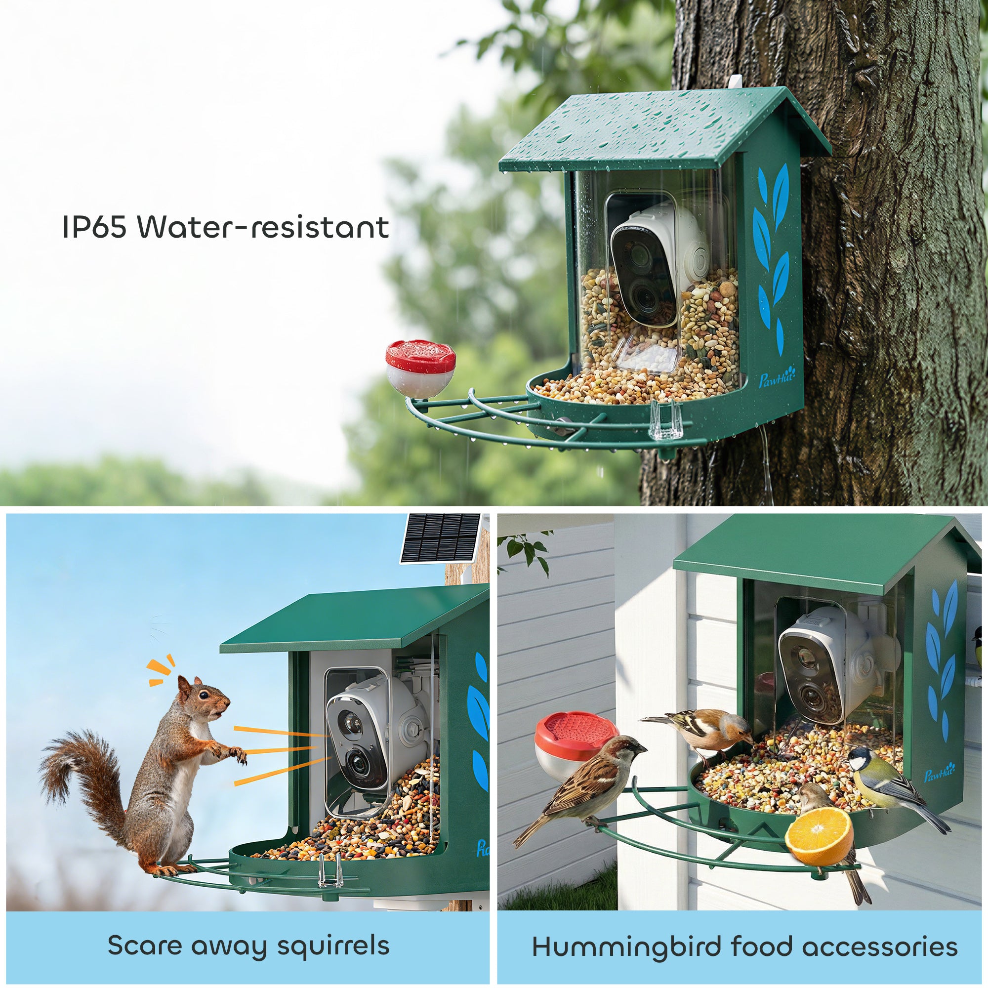 Smart Bird Feeder Camera Solar Powered with AI Identify 16000+ Birds, Auto Video Capture, Motion Detection