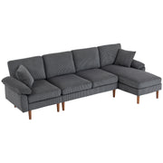 L-Shape Sectional Sofa Corduroy Dark Grey 111"-DECOROLALA