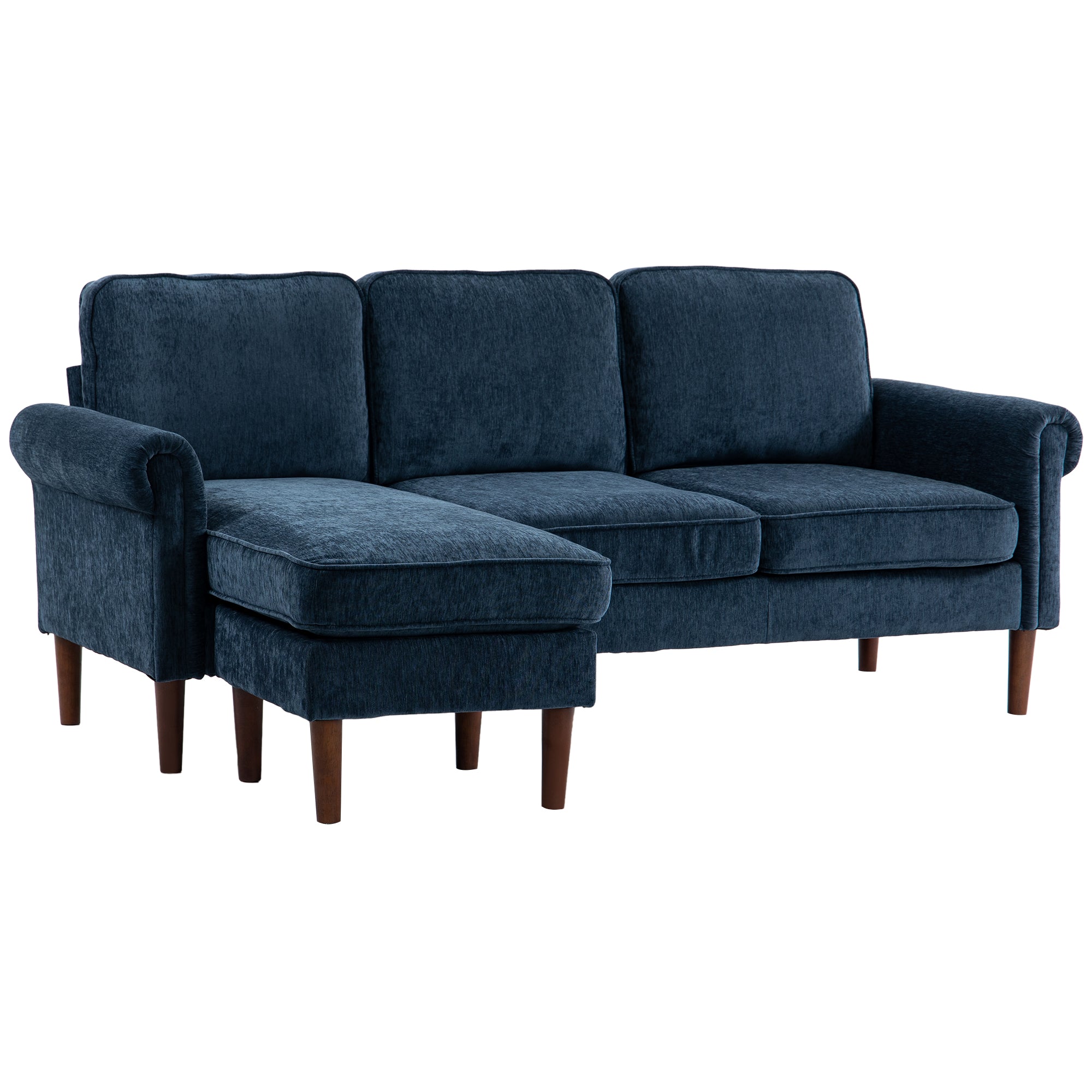 L Shape Sectional Sofa - Dark Blue Changeable Chaise-DECOROLALA