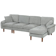 L-Shape Sofa Grey Linen Chaise Lounge Sectional-DECOROLALA