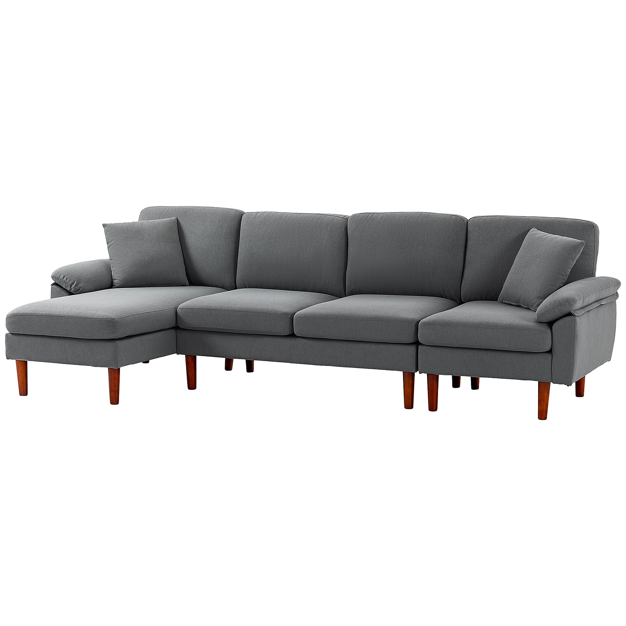 L-Shape Sofa Modern Sectional Dark Grey - Reversible-DECOROLALA