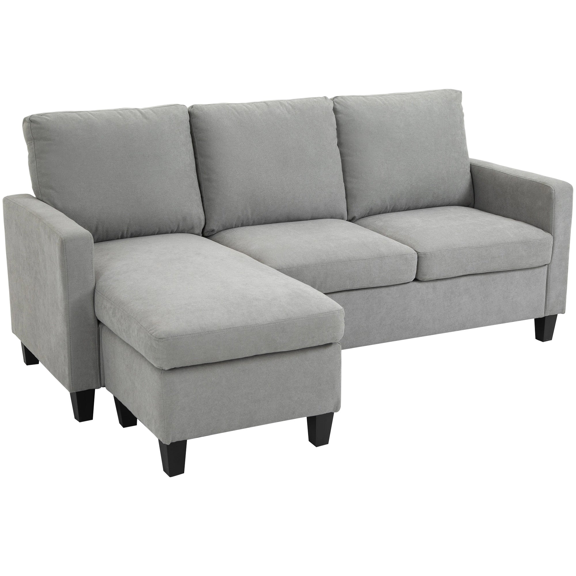L-Shape Sofa Modern Sectional - Light Grey Linen-DECOROLALA