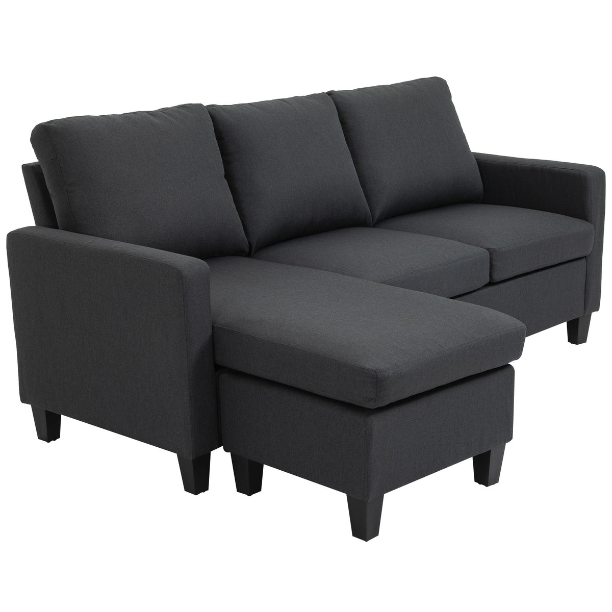 L-Shape Sofa Sectional Couch Dark Grey Linen-DECOROLALA
